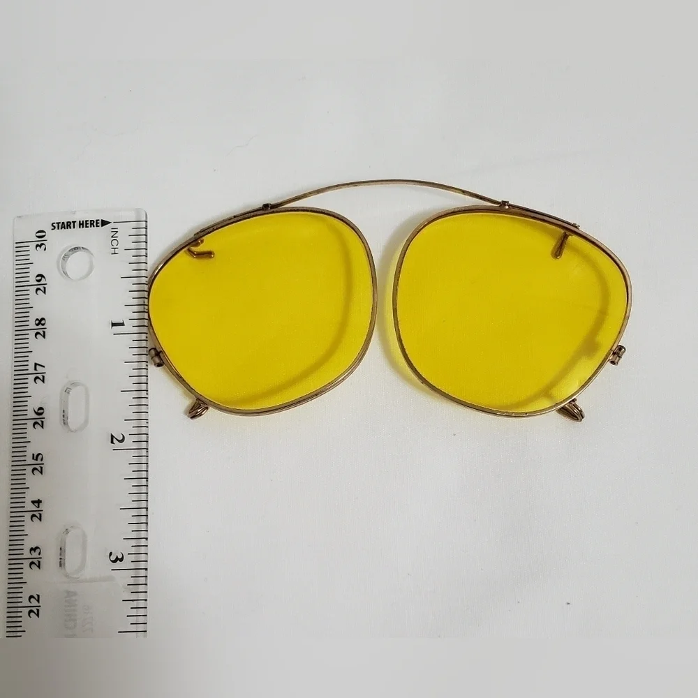 Vintage 1970's Bausch & Lomb Ray Ban Yellow Lenses Clip On Sunglasses